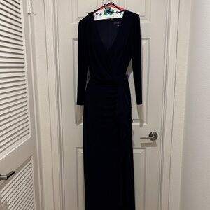 Betsy & Adam Elegant Navy Long Sleeve Dress